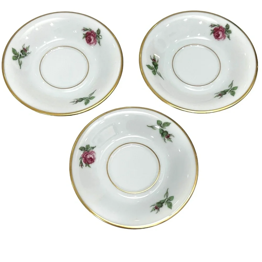 AK KAISER FLORAL DEMITASSE CUPS & SAUCERS - SET OF 3 #1531Circa 1950s-70s